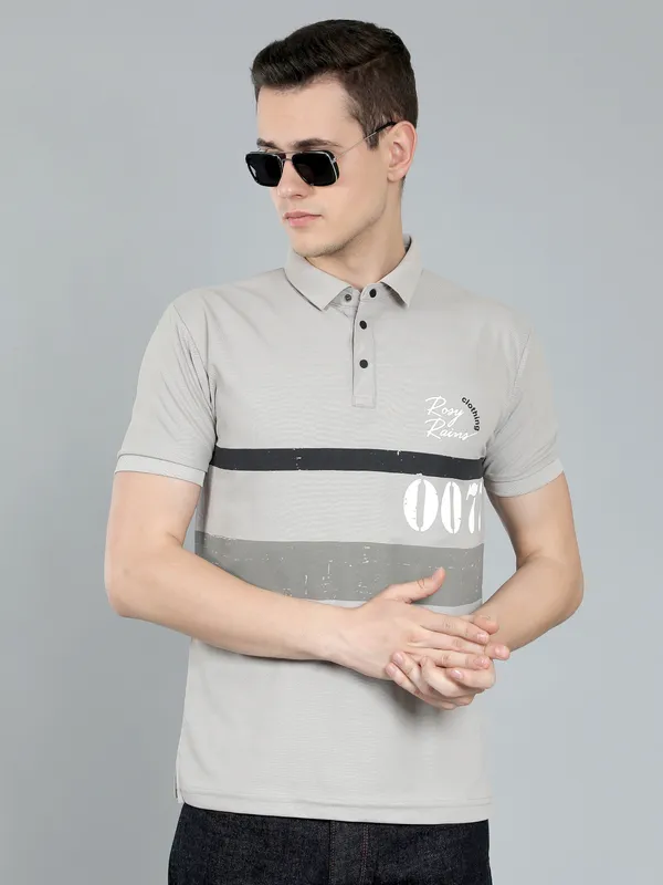 We_Perfect_Typography_Men_Polo_Neck_Grey_T-Shirt