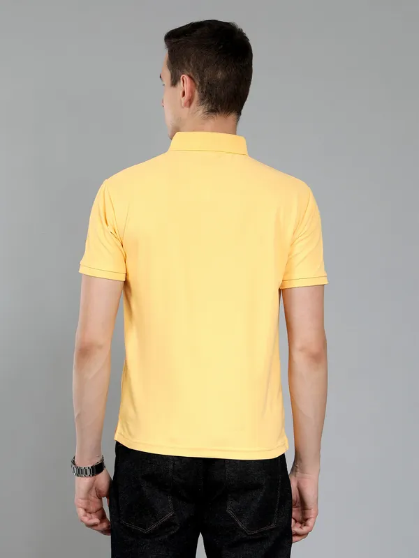 We_Perfect_Typography_Men_Polo_Neck_Yellow_T-Shirt