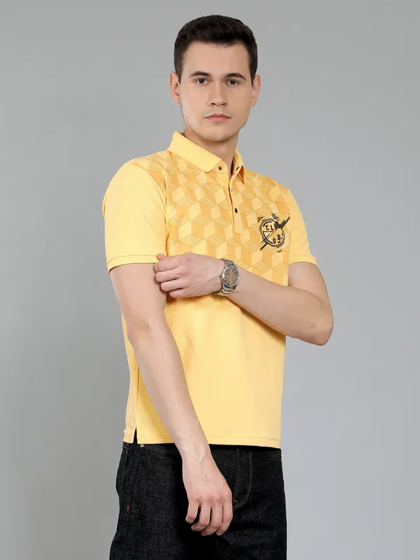 We_Perfect_Typography_Men_Polo_Neck_Yellow_T-Shirt