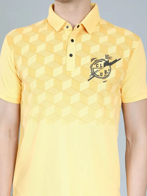 We_Perfect_Typography_Men_Polo_Neck_Yellow_T-Shirt