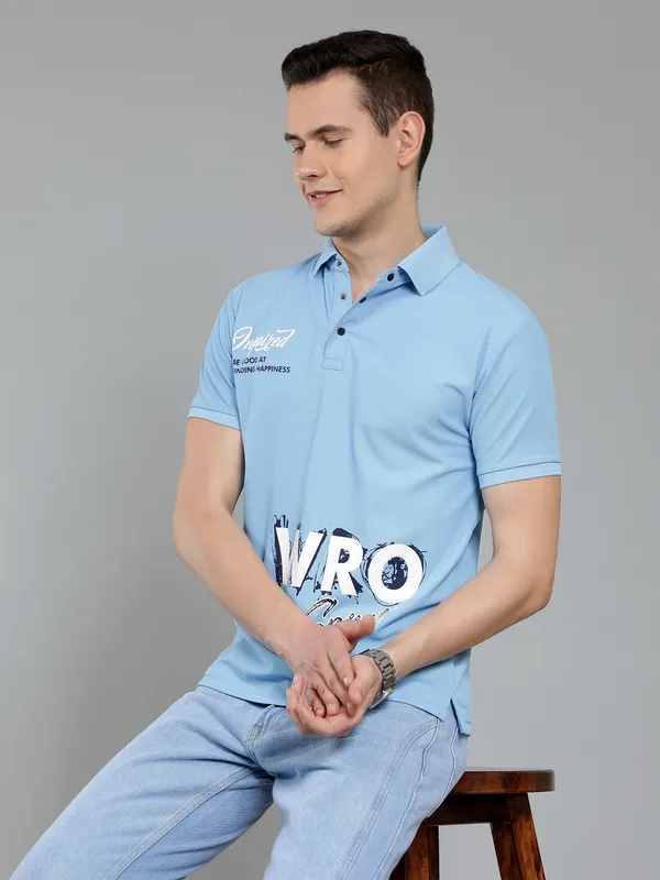 We_Perfect_Typography_Men_Polo_Neck_Blue_T-Shirt