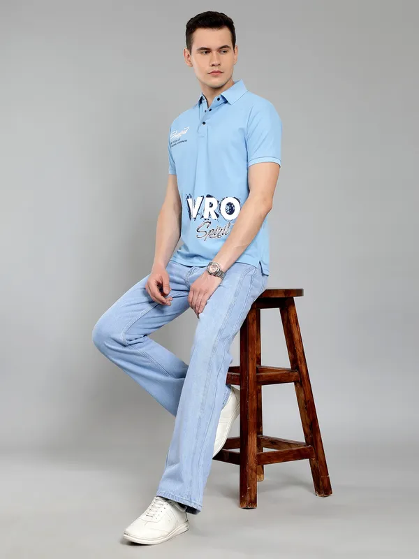We_Perfect_Typography_Men_Polo_Neck_Blue_T-Shirt