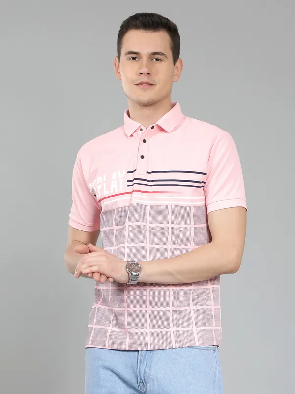 We_Perfect_Typography_Men_Polo_Neck_Pink_T-Shirt