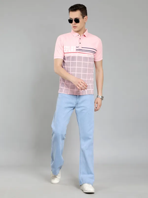 We_Perfect_Typography_Men_Polo_Neck_Pink_T-Shirt