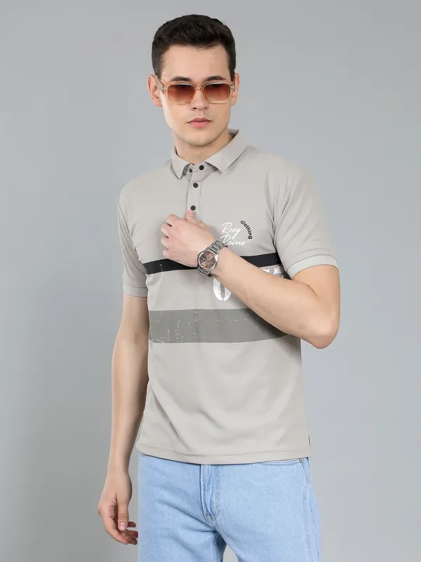 We_Perfect_Typography_Men_Polo_Neck_Grey_T-Shirt