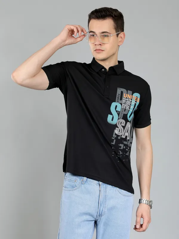 We_Perfect_Typography_Men_Polo_Neck_Black_T-Shirt