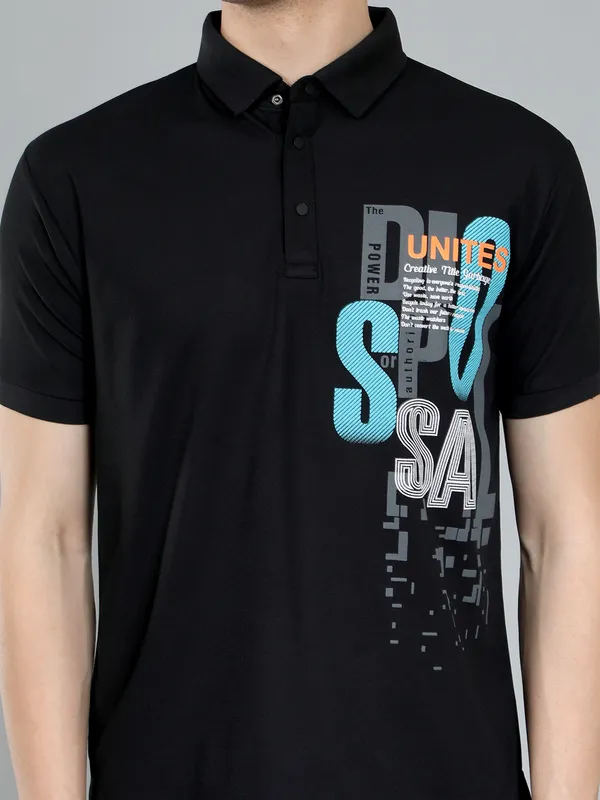 We_Perfect_Typography_Men_Polo_Neck_Black_T-Shirt