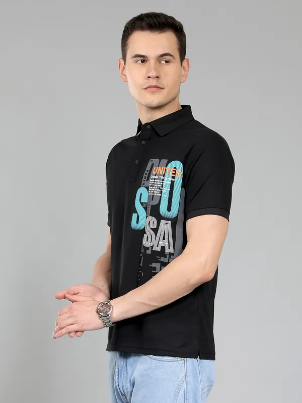 We_Perfect_Typography_Men_Polo_Neck_Black_T-Shirt