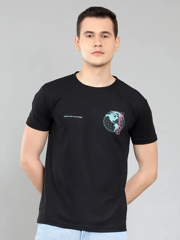 We_Perfect_Printed_Men_Round_Neck_Black_T-Shirt