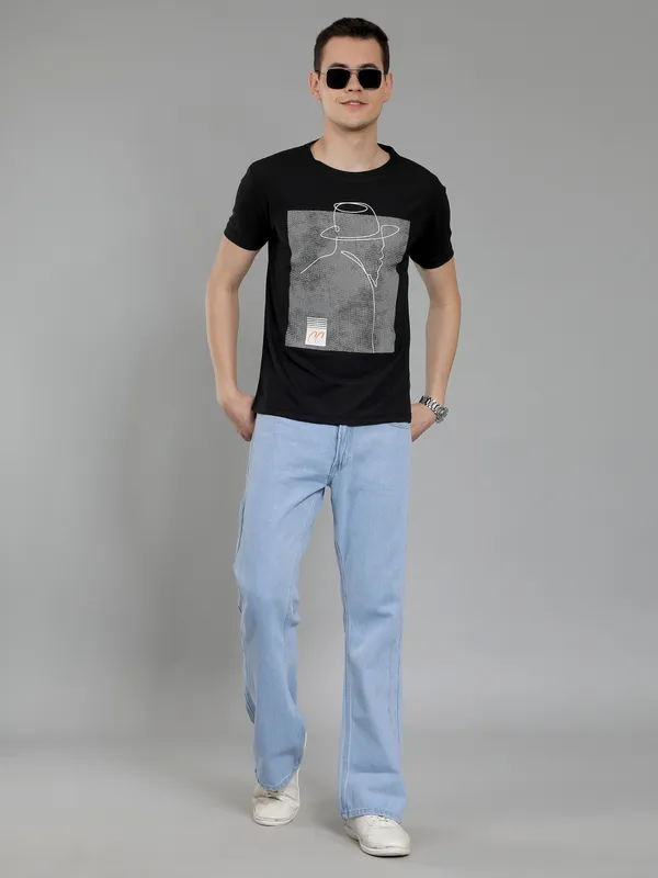 We_Perfect_Printed_Men_Round_Neck_Black_T-Shirt
