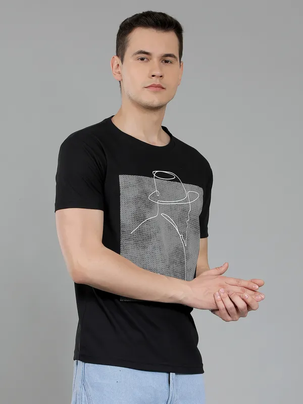We_Perfect_Printed_Men_Round_Neck_Black_T-Shirt