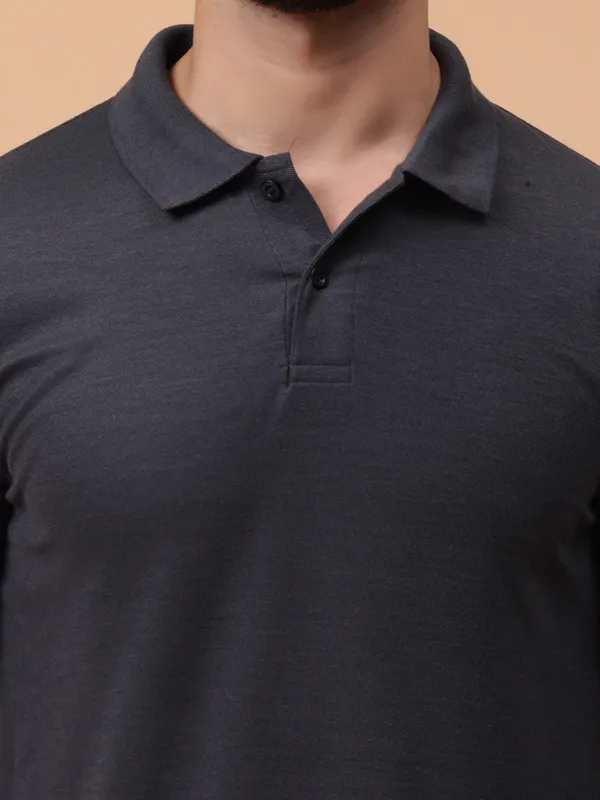 We_Perfect_Solid_Men_Polo_Neck_Grey_T-Shirt