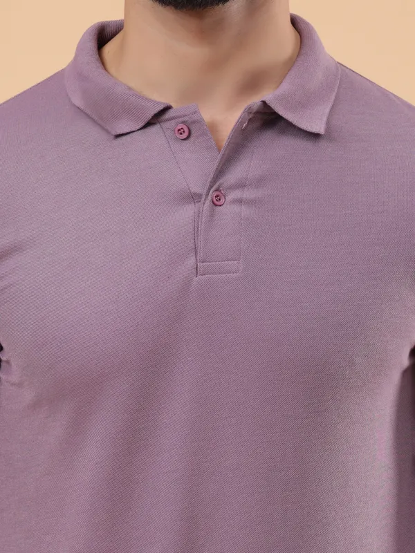 We_Perfect_Solid_Men_Polo_Neck_Pink_T-Shirt