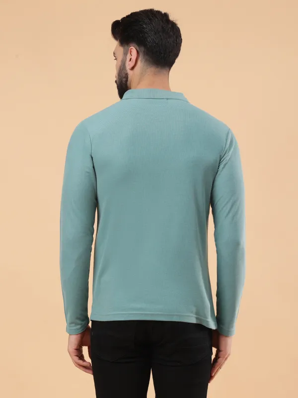 We_Perfect_Solid_Men_Polo_Neck_Green_T-Shirt