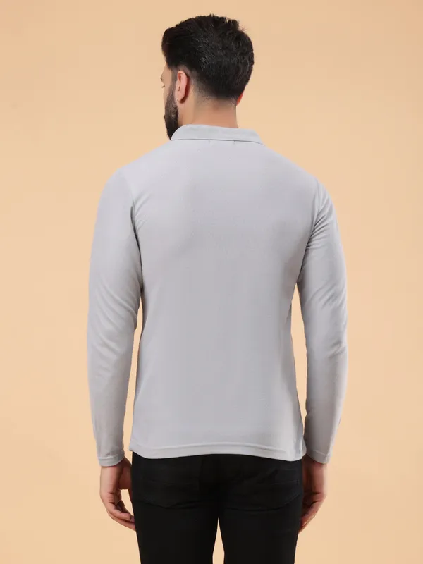 We_Perfect_Solid_Men_Polo_Neck_Grey_T-Shirt