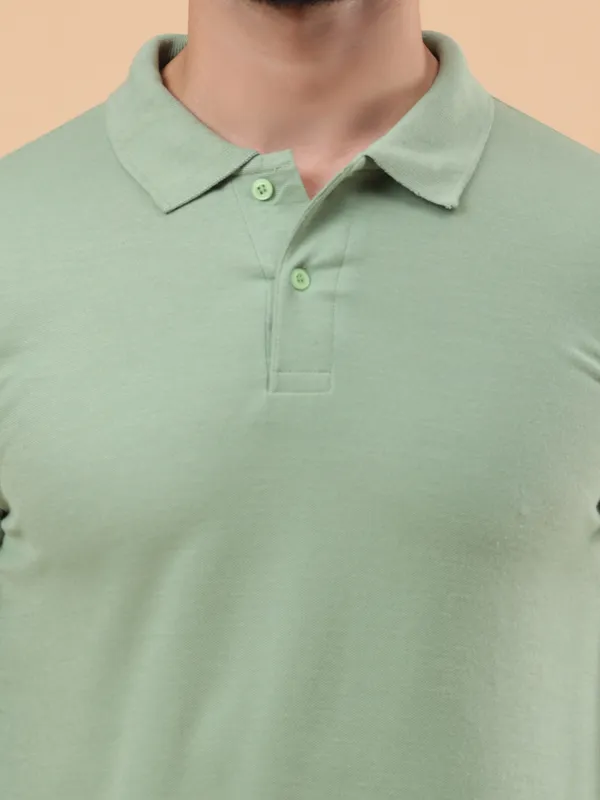 We_Perfect_Solid_Men_Polo_Neck_Green_T-Shirt