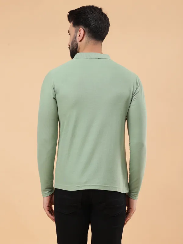 We_Perfect_Solid_Men_Polo_Neck_Green_T-Shirt