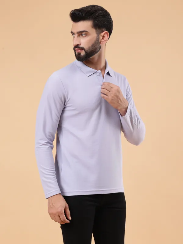 We_Perfect_Solid_Men_Polo_Neck_Purple_T-Shirt