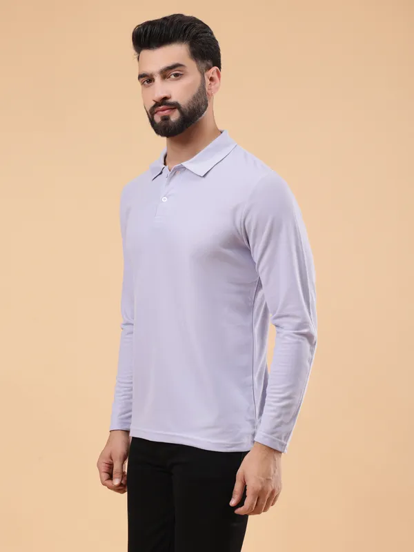 We_Perfect_Solid_Men_Polo_Neck_Purple_T-Shirt