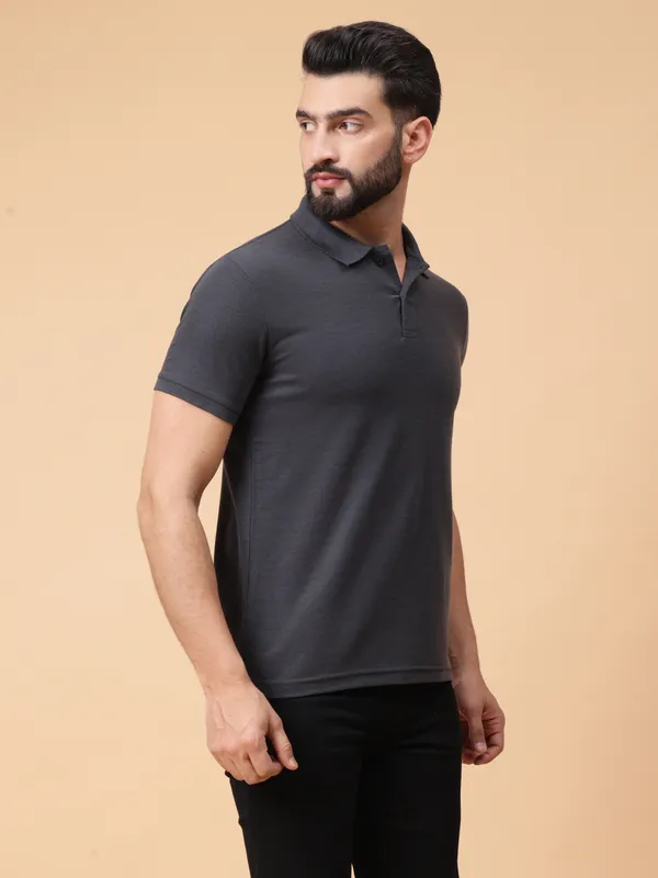 We_Perfect_Solid_Men_Polo_Neck_Green,_Grey_T-Shirt
