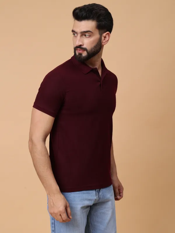 We_Perfect_Solid_Men_Polo_Neck_Green,_Maroon_T-Shirt