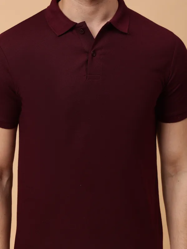 We_Perfect_Solid_Men_Polo_Neck_Green,_Maroon_T-Shirt