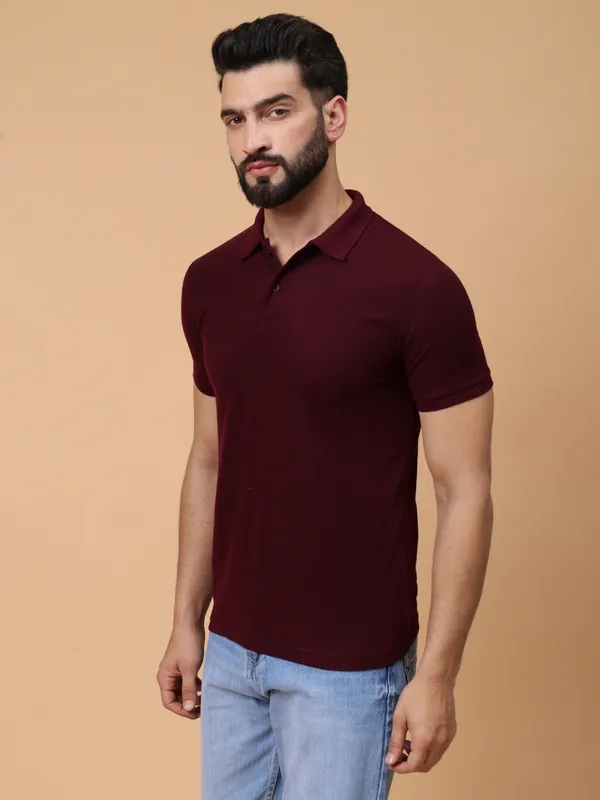 We_Perfect_Solid_Men_Polo_Neck_Green,_Maroon_T-Shirt