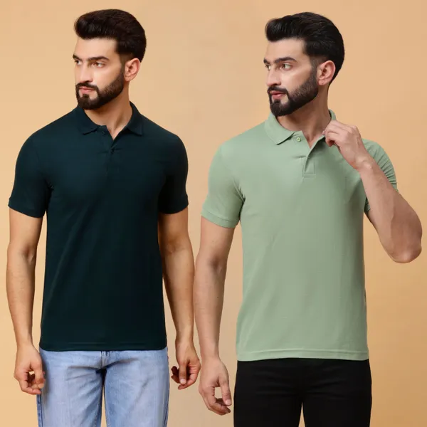 We_Perfect_Solid_Men_Polo_Neck_Green_T-Shirt