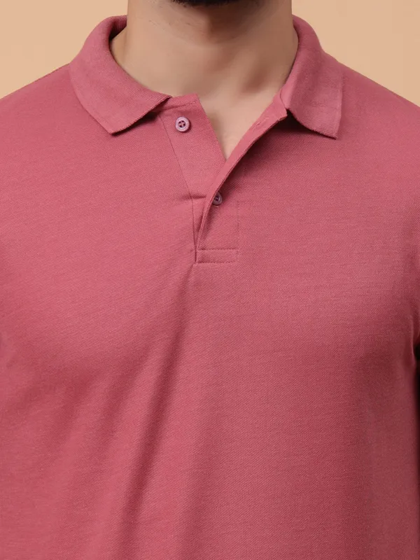 We_Perfect_Solid_Men_Polo_Neck_Pink,_Grey_T-Shirt