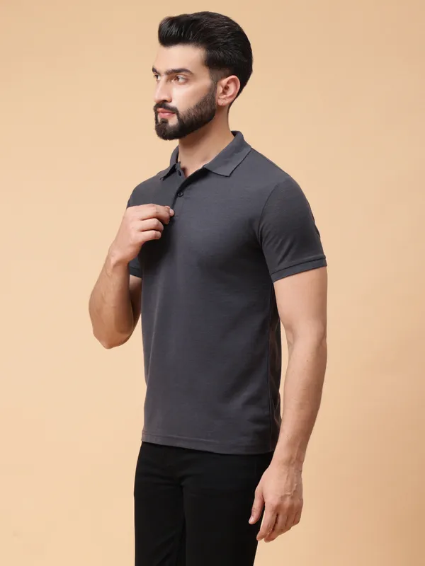 We_Perfect_Solid_Men_Polo_Neck_Grey_T-Shirt