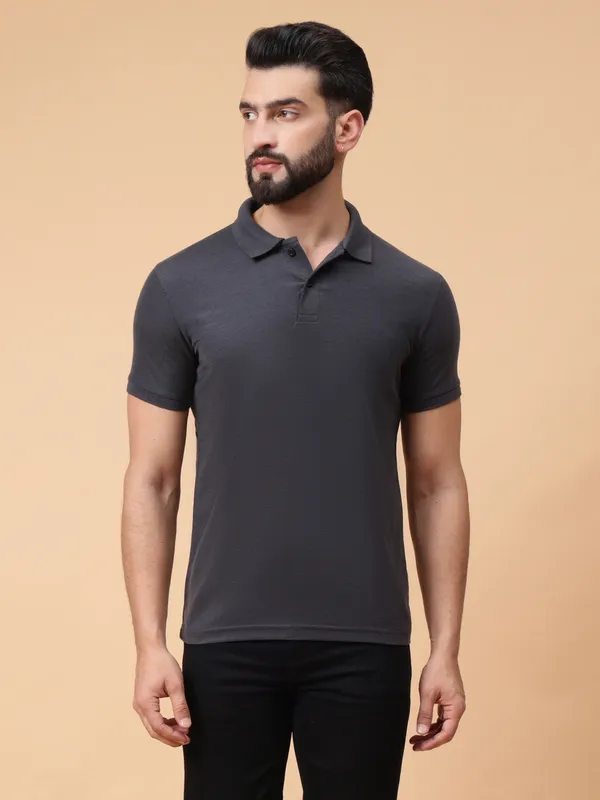 We_Perfect_Solid_Men_Polo_Neck_Grey_T-Shirt