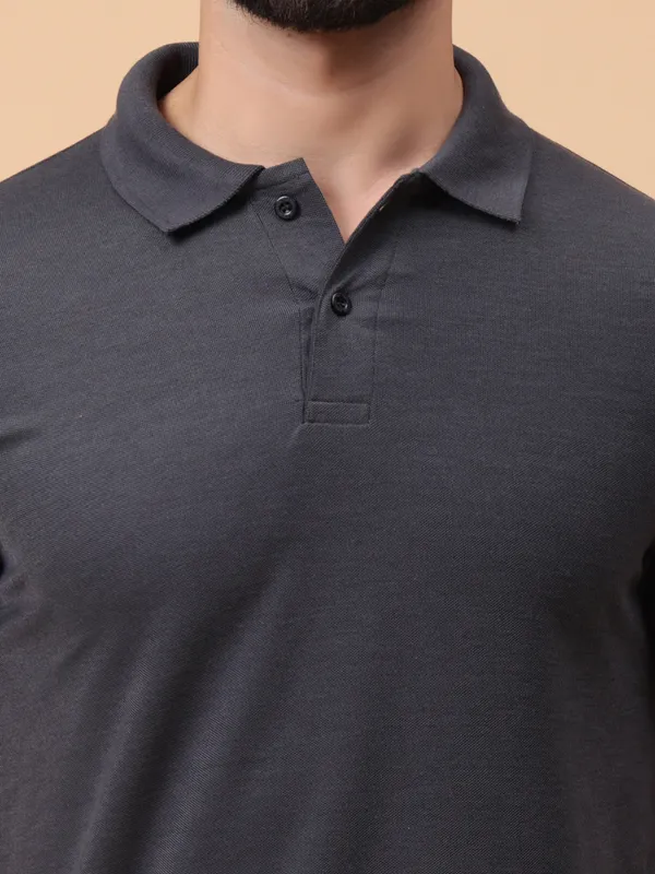 We_Perfect_Solid_Men_Polo_Neck_Grey_T-Shirt