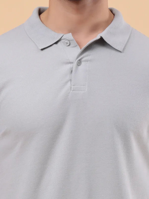 We_Perfect_Solid_Men_Polo_Neck_Pink,_Grey_T-Shirt