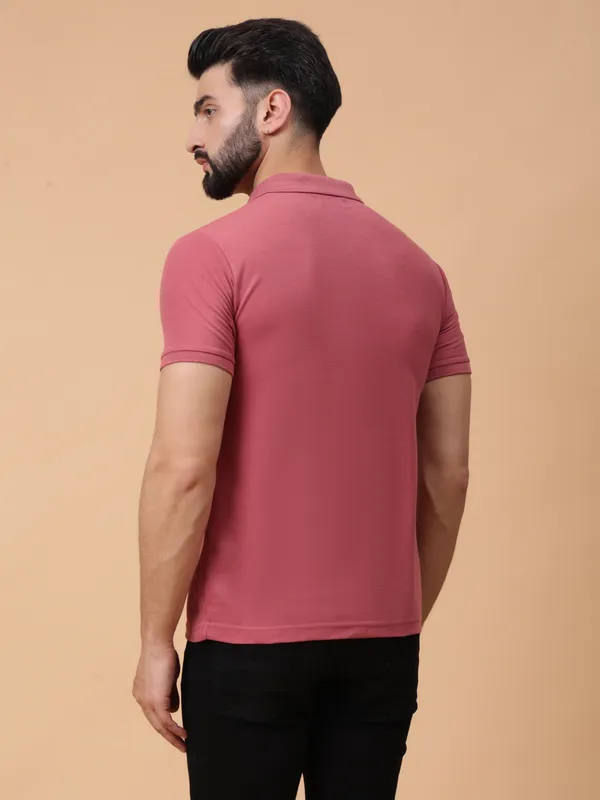 We_Perfect_Solid_Men_Polo_Neck_Pink_T-Shirt