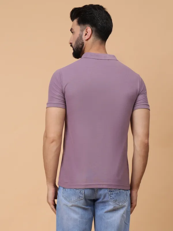 We_Perfect_Solid_Men_Polo_Neck_Pink_T-Shirt
