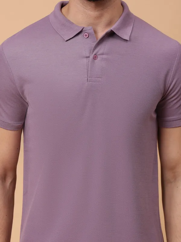 We_Perfect_Solid_Men_Polo_Neck_Pink_T-Shirt