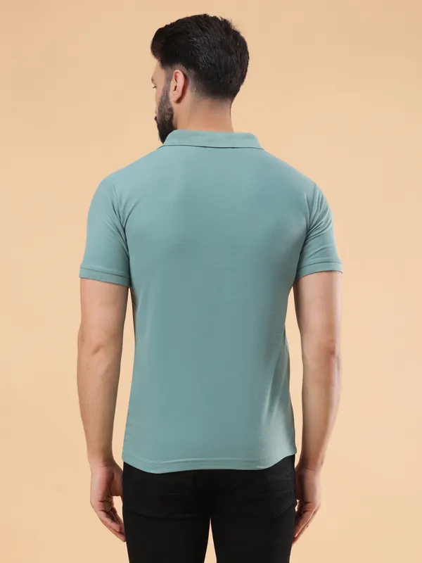 We_Perfect_Solid_Men_Polo_Neck_Green,_Grey_T-Shirt