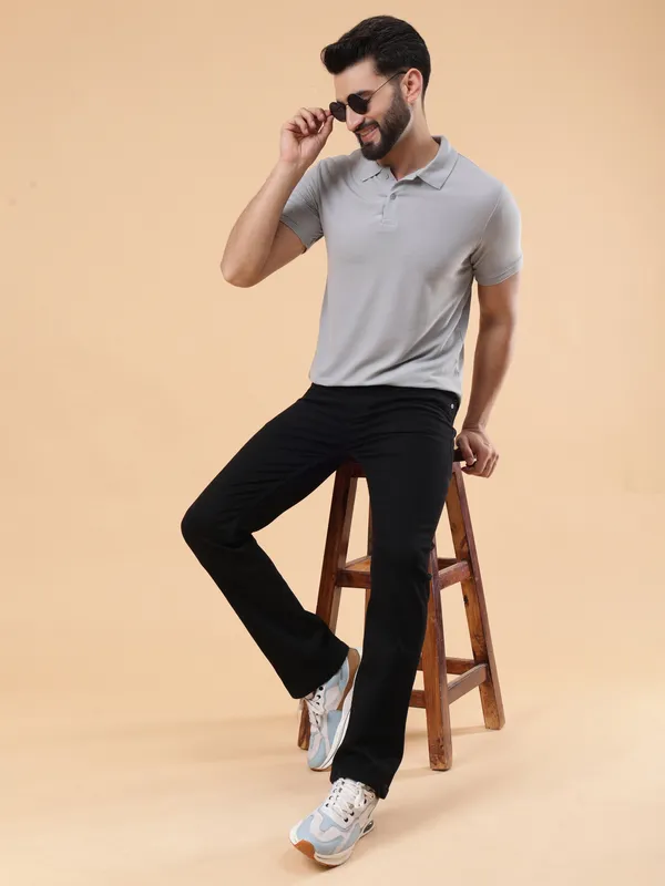 We_Perfect_Solid_Men_Polo_Neck_Green,_Grey_T-Shirt
