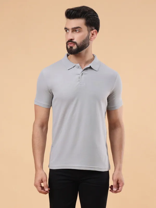 We_Perfect_Solid_Men_Polo_Neck_Green,_Grey_T-Shirt