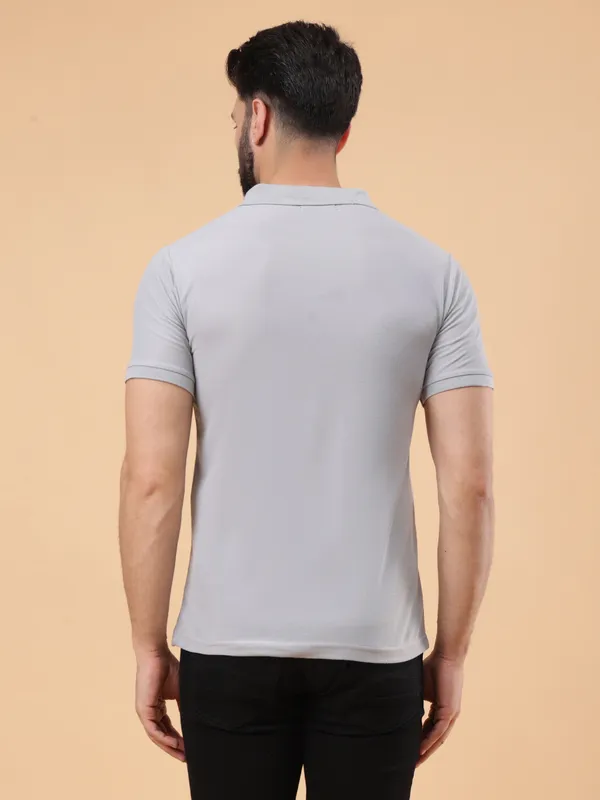 We_Perfect_Solid_Men_Polo_Neck_Grey_T-Shirt
