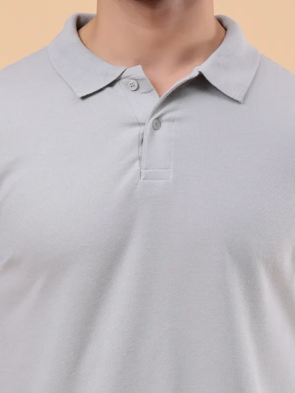 We_Perfect_Solid_Men_Polo_Neck_Grey_T-Shirt