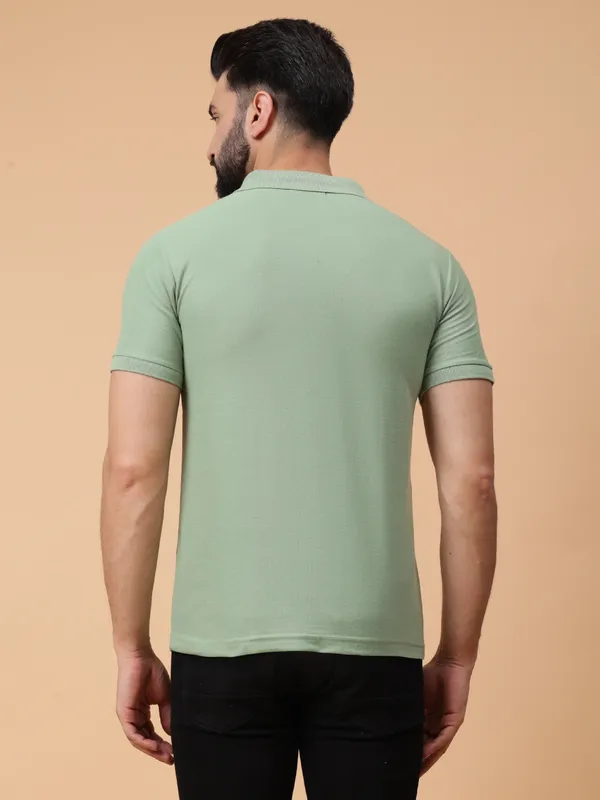 We_Perfect_Solid_Men_Polo_Neck_Green_T-Shirt