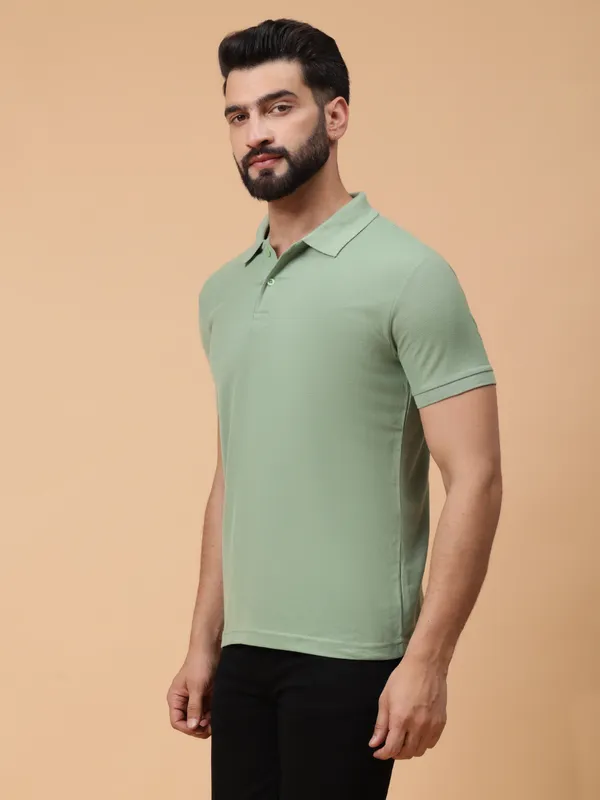 We_Perfect_Solid_Men_Polo_Neck_Green_T-Shirt
