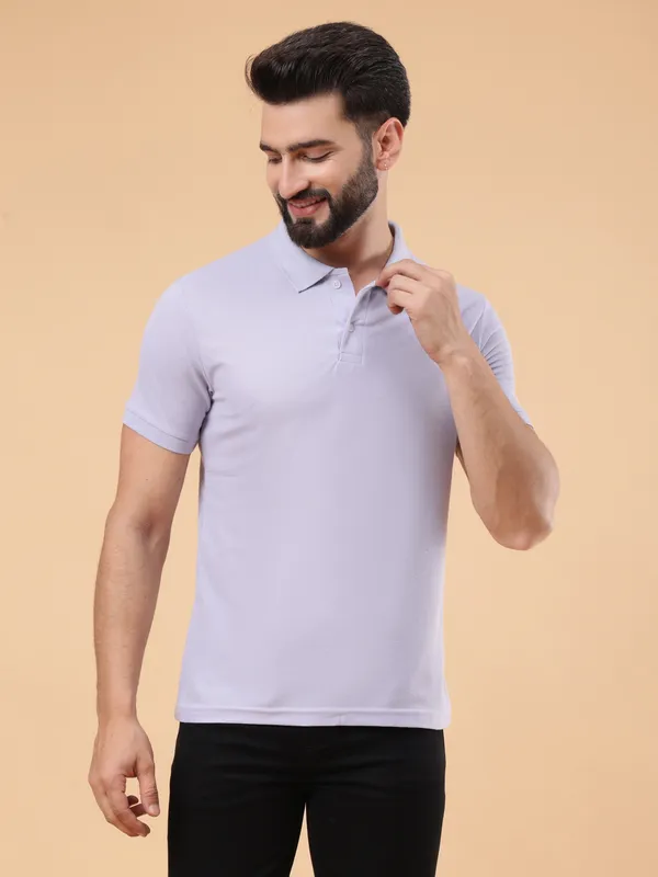 We_Perfect_Solid_Men_Polo_Neck_Purple_T-Shirt