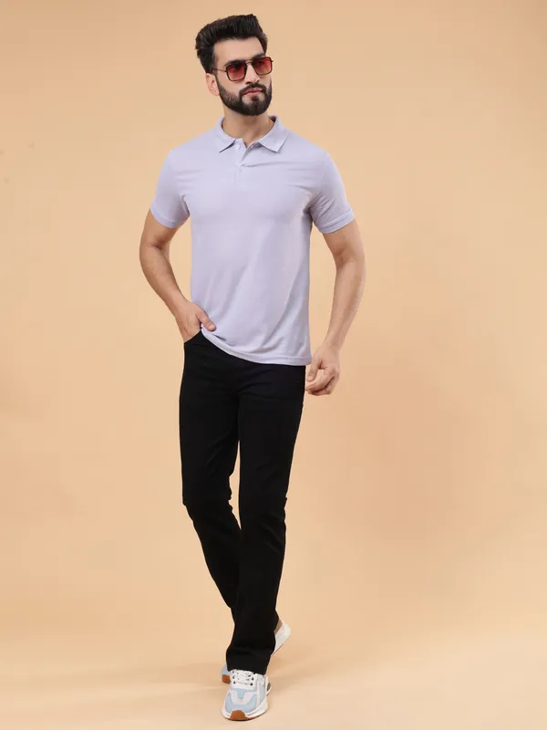 We_Perfect_Solid_Men_Polo_Neck_Purple_T-Shirt