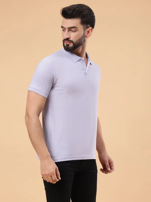 We_Perfect_Solid_Men_Polo_Neck_Purple_T-Shirt