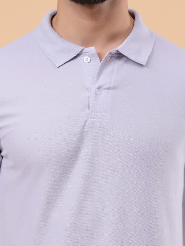 We_Perfect_Solid_Men_Polo_Neck_Purple_T-Shirt
