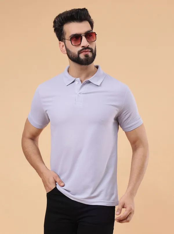 We_Perfect_Solid_Men_Polo_Neck_Purple_T-Shirt