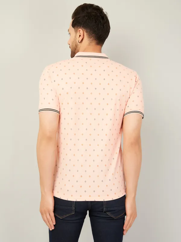 We_Perfect_Printed_Men_Polo_Neck_Orange_T-Shirt