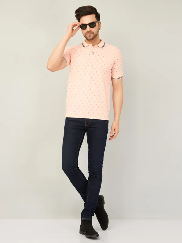 We_Perfect_Printed_Men_Polo_Neck_Orange_T-Shirt